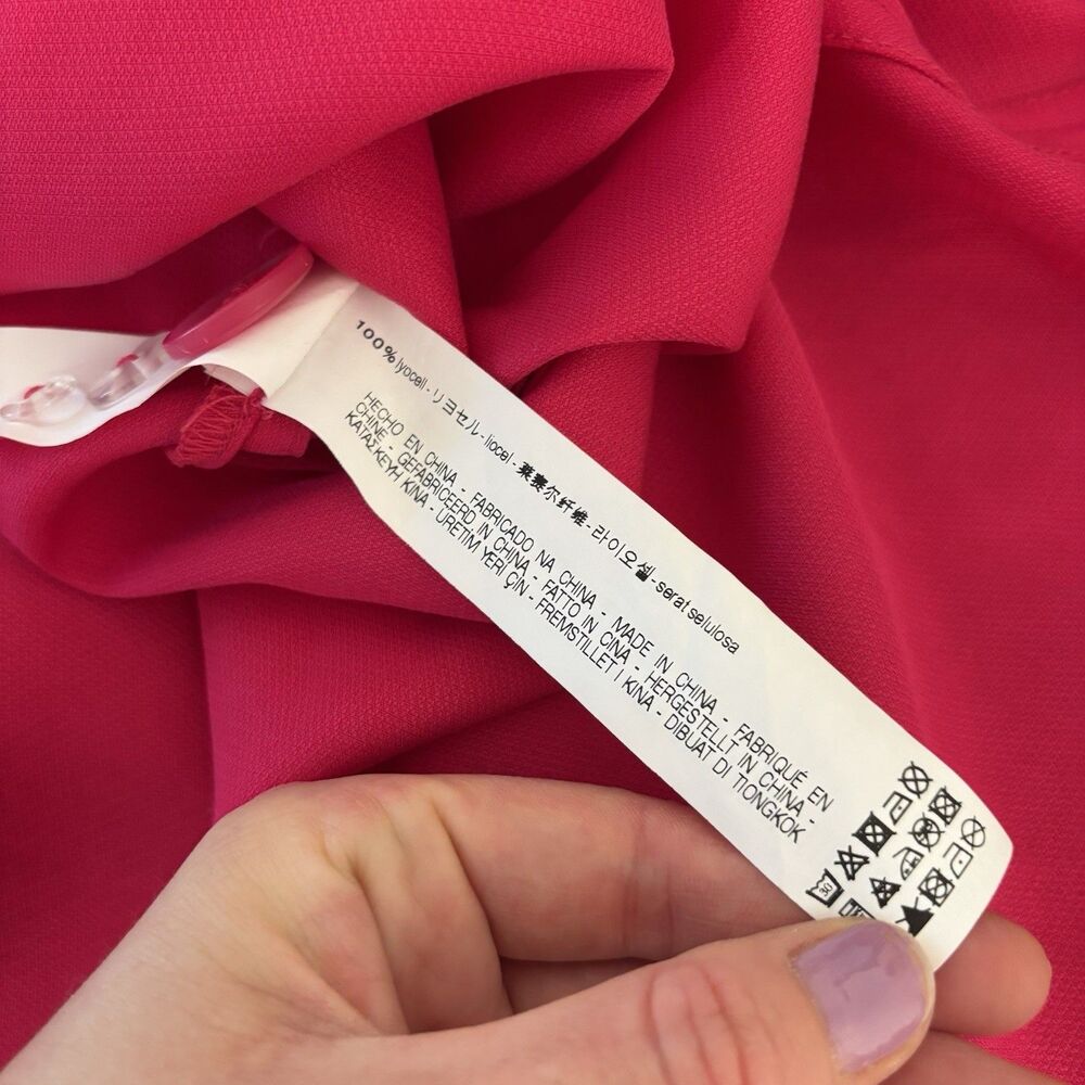 TRF_Outerwear by ZARA Womens M Lightweight Trench Coat Belt Fuchsia Pink Lyocell - Picture 8 of 8